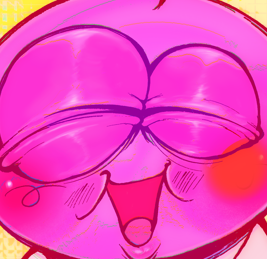 a highly saturated digital drawing of pim with his hands clasped together. smiling with his eyes closed, the text above reads 'no matter what you achieve, all i care about is your smile!'
